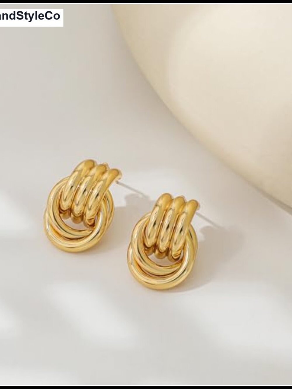 Chunky Gold Knot Drop Dangle Earrings for Women Hypoallergenic 14K Gold Plated - Picture 4 of 6